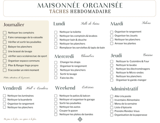 Maison Organisée – Planificateur complet d’entretien à imprimer